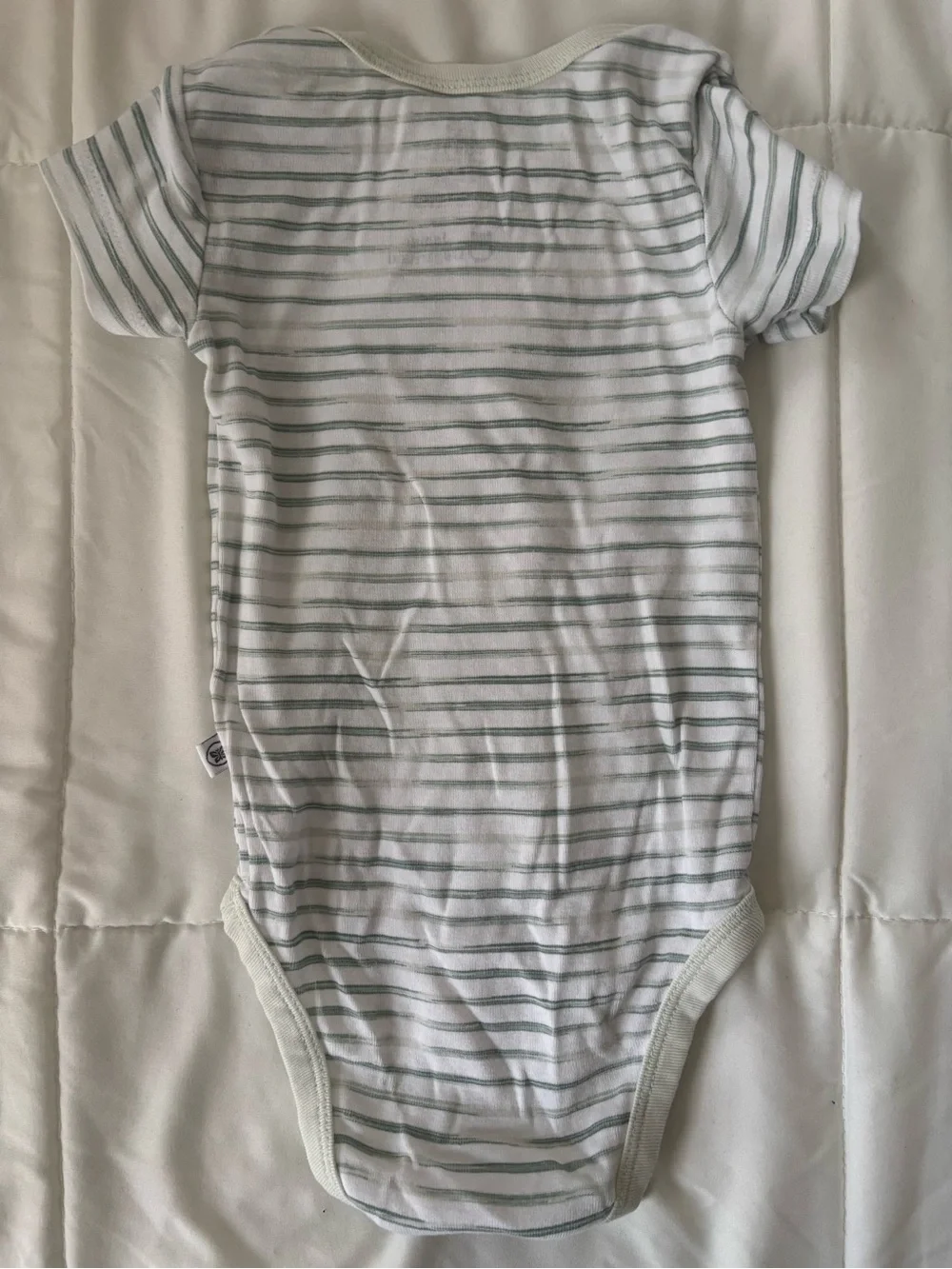 White Bodysuit with Light Green Stripes